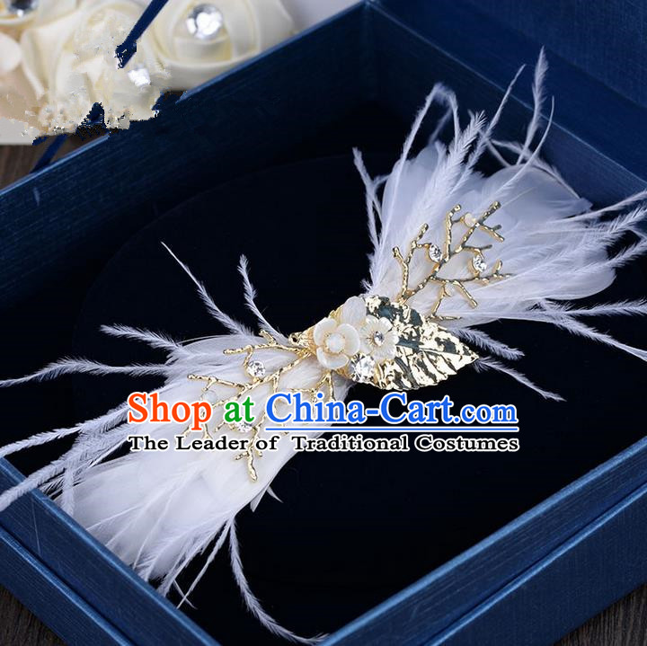 Traditional Jewelry Accessories, Princess Hair Accessories, Bride Wedding Hair Accessories, Baroco Style Feather Headwear for Women