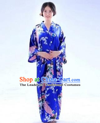 Japanese Traditional Kimono Costumes Women Dress COSPLAY Japanese Traditional Garment Wedding Dress Ceremonial Wafuku Stage Show Aristolochia ringens Dark Blue