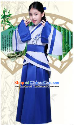 Ancient Chinese Palace Costumes Complete Set, Traditional Han Dynasty Ancient Palace Curving Children Clothing, Cosplay Hanfu Fairy Princess Dress Suits for Kids