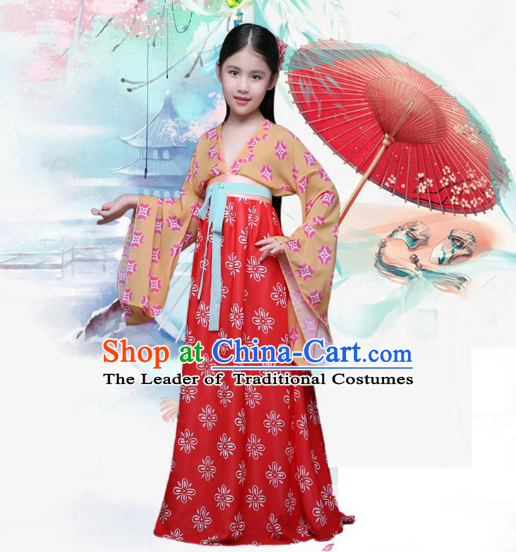 Ancient Chinese Palace Costumes Complete Set, Traditional Han Dynasty Ancient Palace Ru Skirt, Children Clothing, Cosplay Hanfu Fairy Princess Dress Suits for Kids