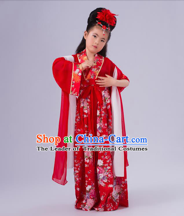 Ancient Chinese Palace Costumes Complete Set, Traditional Han Dynasty Ancient Palace Ru Skirt, Children Clothing, Cosplay Tang Dynasty Fairy Princess Dress Suits for Kids