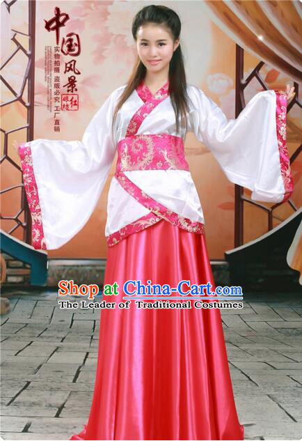 Tang Suit Women Han Fu Set curving-front Chinese Ancient Costume Stage Ceremonial Clothes Red