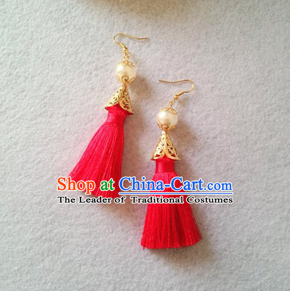 Chinese Wedding Jewelry Accessories, Traditional Xiuhe Suits Wedding Bride Earrings, Ancient Chinese Tassel Earrings