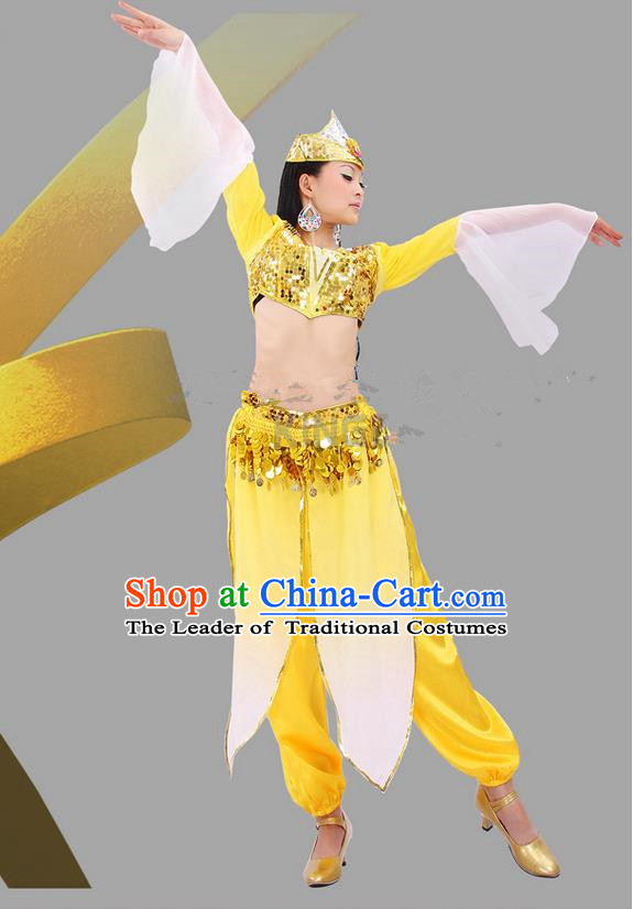 Traditional Indian Dancing Costume, Folk Dance Ethnic Costume, Chinese Xinjiang Nationality Dancing Costumes, Belly Dance Cloth for Women