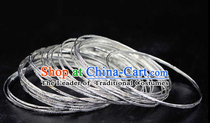 Traditional Chinese Miao Ethnic Minority Bracelet Miao Ethnic Silver Jewelry Accessories 30 Set Bracelet