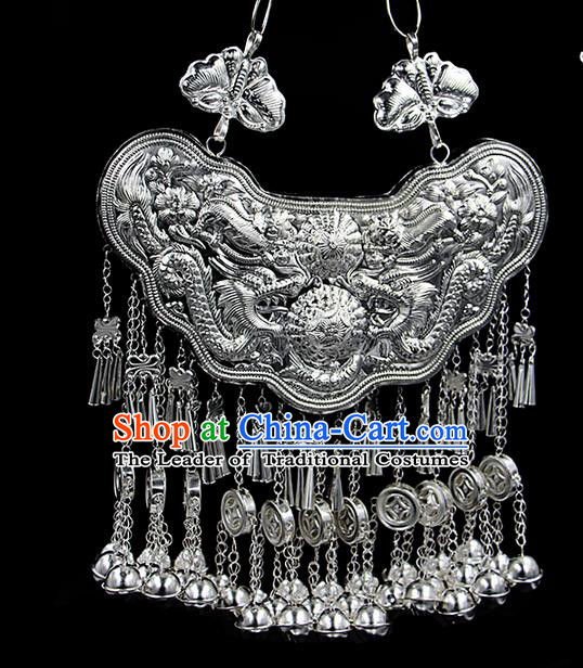 Traditional Chinese Miao Ethnic Minority Necklace Miao Ethnic Silver Jewelry Accessories Longevity Lock