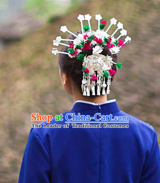 Traditional Chinese Miao Ethnic Minority Accessories, Miao Ethnic Jewelry Accessories Hairpin Complete Set for Women