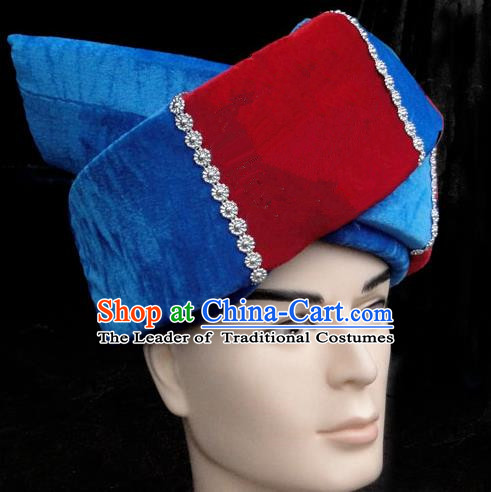 Traditional Chinese Miao Nationality Headwear, Hmong Male Folk Wedding Hat, Ethnic Accessories Crown, Chinese Minority Nationality Jewelry Accessories for Men