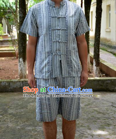 Traditional Asian Thai Male T-shirt, Thai Clothes Signature Cotton Shirt for Men