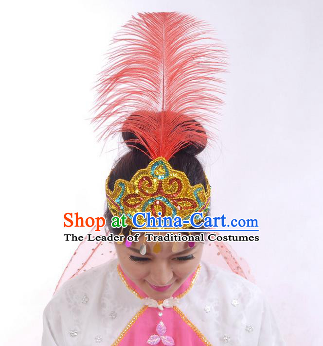 Traditional Chinese Yangge Hair Accessories Fan Dancing Headwear Folk dancing Yangko Headdress Silk Fan