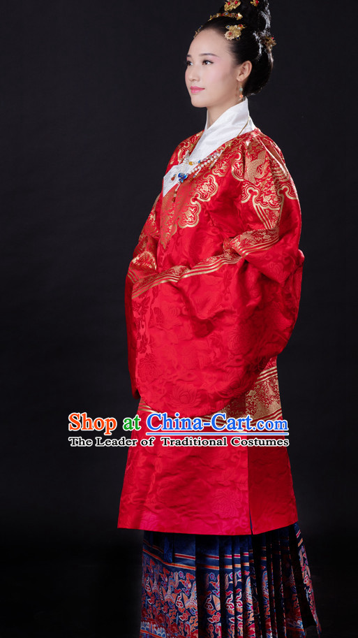 Chinese Style Dresses Kimono Dress Song Dynasty Outfits and Hat Complete Set for Girls