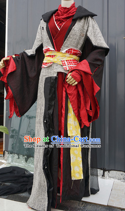Chinese Style Dresses Chinese Swordsman Clothing Clothes Han Chinese Costume Hanfu and Hair Jewelry Complete Set for Men Adults Children
