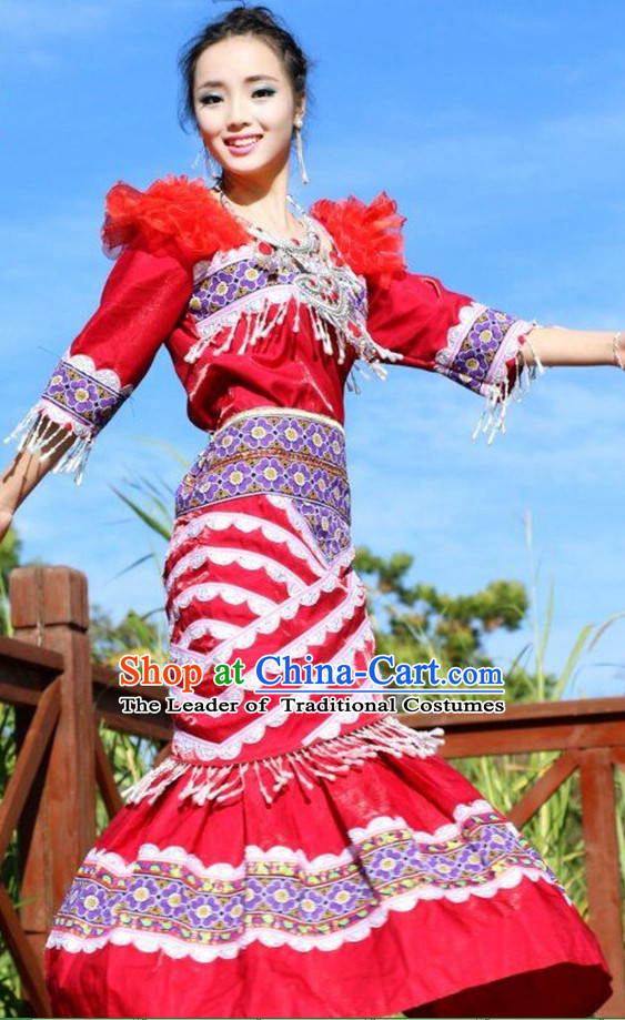 Chinese Traditional Miao Minority Princess Queen Empress Clothes Complete Set for Women