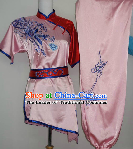 Top Embroidered Phoenix Tai Chi Taiji Kung Fu Gongfu Martial Arts Wu Shu Wushu Championship Competition Uniforms for Adults and Kids
