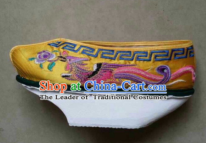 High Heel Handmade Ancient Traditional Chinese Empress Princess Queen Handmade and Embroidered Hanfu Lotus Shoes China Shoes for Women or Girls