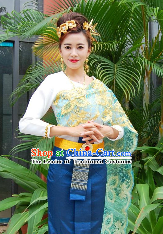 Traditional National Thai Dress Thai Traditional Dress Dresses Wedding Dress online for Sale Thai Clothing Thailand Clothes Complete Set for Women Girls Adults Youth Kids