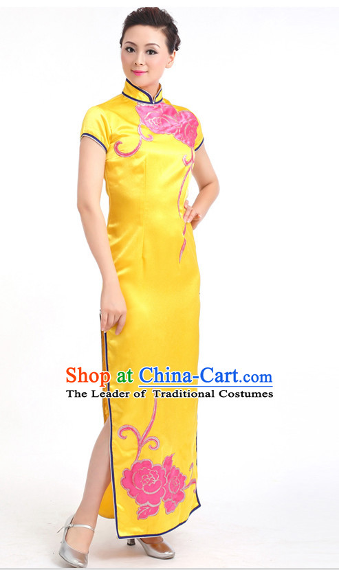 Traditional Chinese Dance Cheongsam Costumes Custom Dance Costume Folk Dance Chinese Dress Cultural Dances and Headdress Complete Set