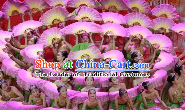 Double Sides Traditional Chinese Fans Oriental Fan Folk Dance Hand Fan Dance Ribbons Cultural Dances