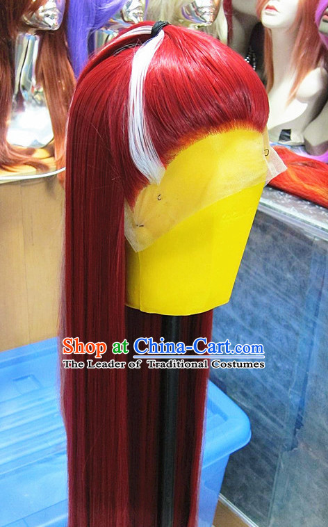 Chinese Traditional Swordsmen Wig Ancient Men Wigs Ladies Wigs Red White Wigs Male Lace Front Wigs Custom Hair Pieces