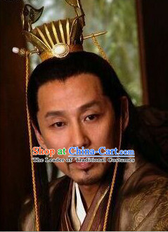 Ancient Asian Chinese Headdress Oriental Headwear Emperor Hat for Men Boys