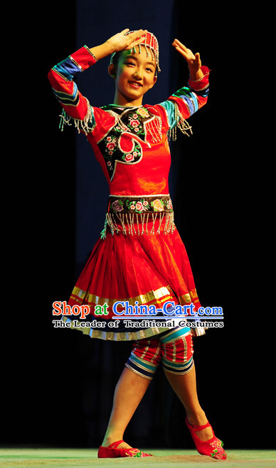 Chinese Traditional Folk Xinjiang Dance Costumes and Headdress Complete Set for Women or Gilrs