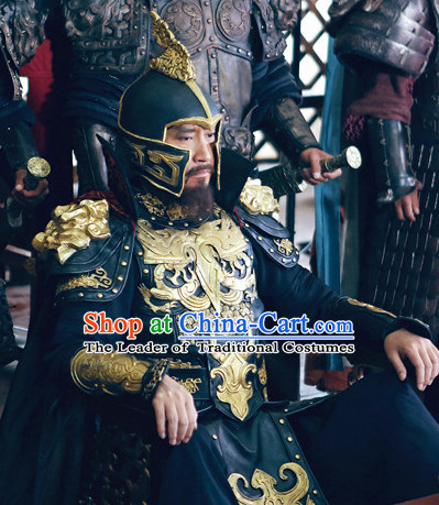 Asian Chinese Emperor King General Body Armor Costumes and Coronet Complete Set