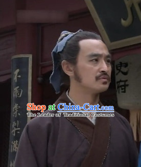 Ancient Chinese Male Black Long Wigs and Headbands for Men or Boys