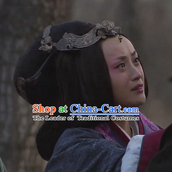 Ancient Traditional Chinese Han Dynasty Style Empress Black Long Wig Wigs and Headpieces for Women Girls