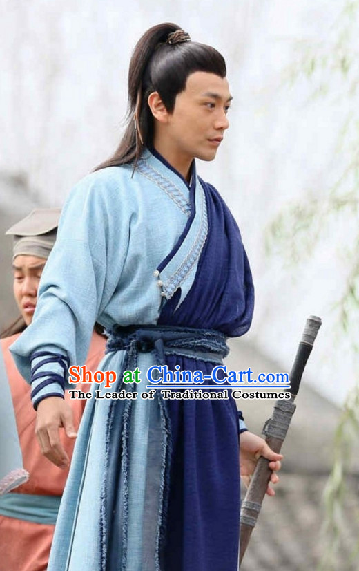 Ancient Chinese Style Swordsman Clothing Complete Set for Men Boys