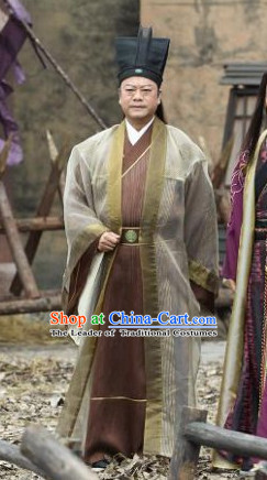 Custom Made Traditional Chinese Style TV Drama Film Male Long Robe and Hat Complete Set