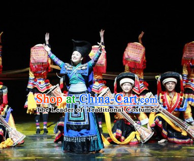 Top Chinese Traditional Miao Ethnic Clothing and Hat Complete Set for Women or Girls