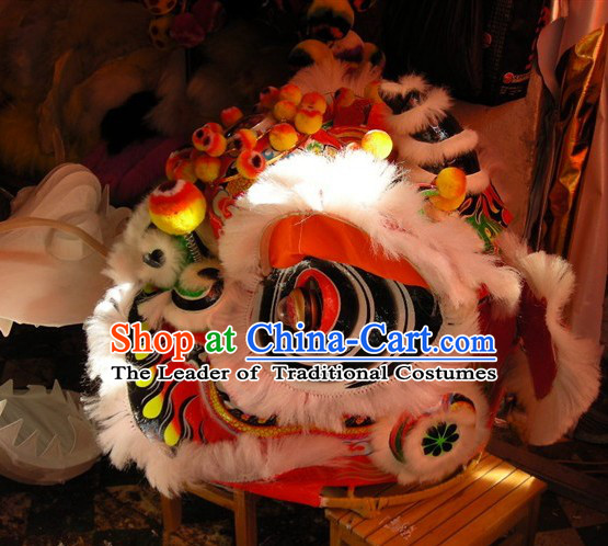 Top White Ancient Chinese Traditional Futsan Style Lion Dance Costumes Complete Set