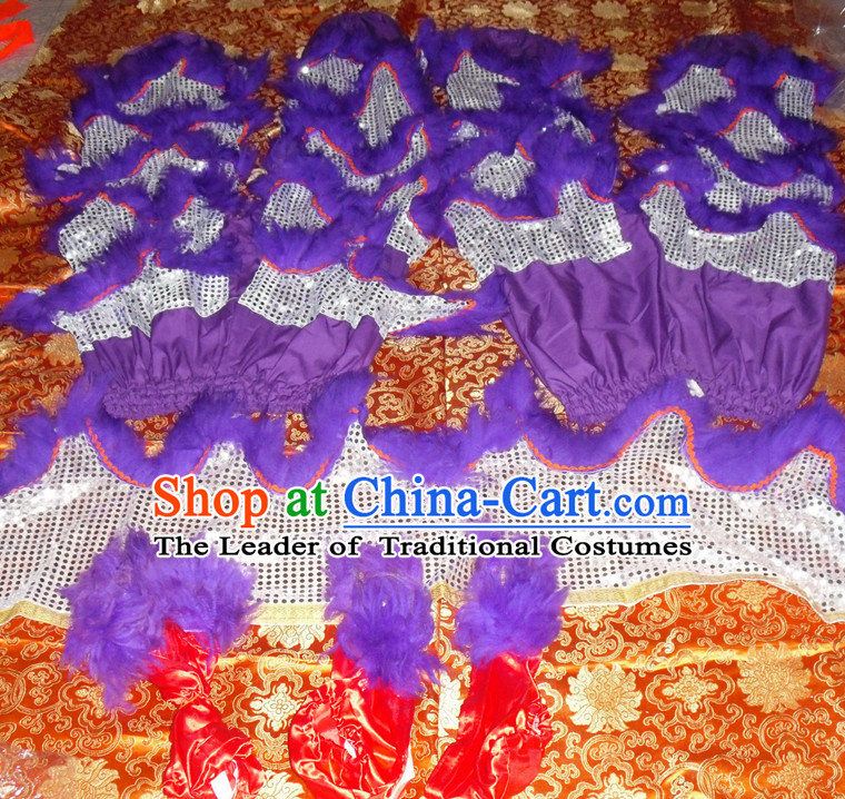 Purple Top Asian Chinese Lion Dance Troupe Performance Suppliers Pants and Claws