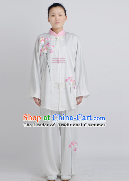 Chinese Traditional Style Martial Arts Summer Wear Kung Fu Embroidered Uniforms for Men Women Children