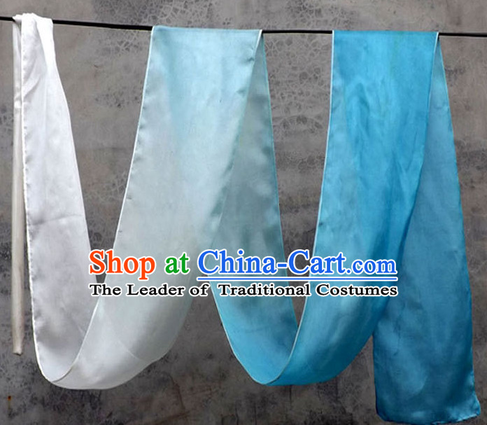 Top 3 Meters Pure Silk White to Blue Color Changing Colr Change Dance Ribbon Dancing Ribbons
