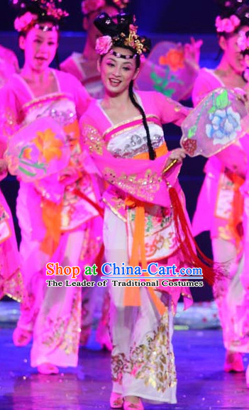 Chinese Classical Dancing Outfits Dancewear Costumes Dancer Costumes Girls Dance Costumes Chinese Dance Clothes Traditional Chinese Clothes and Headwear Complete Set