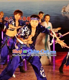Chinese Ethnic Stage Dancing Dancewear Costumes Dancer Costumes Dance Costumes Chinese Dance Clothes Traditional Chinese Clothes Complete Set for Men Kids