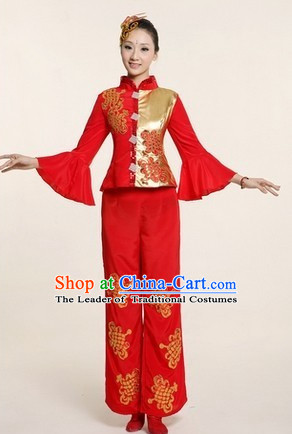 Chinese Traditional Stage Folk Dance Dancewear Costumes Dancer Costumes Dance Costumes Clothes and Headdress Complete Set for Children