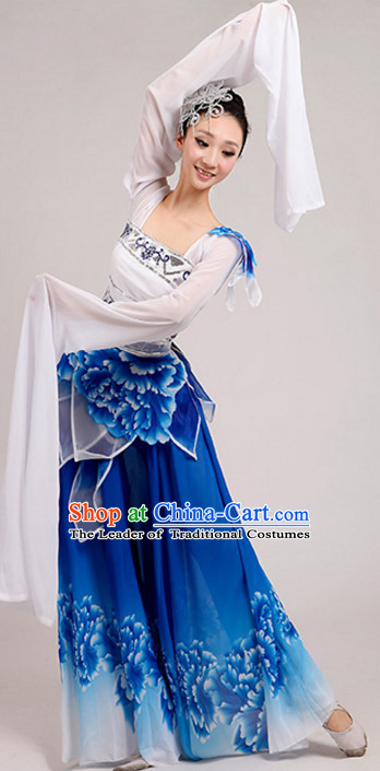 Chinese Traditional Stage Long Sleeves Dance Dancewear Costumes Dancer Costumes Dance Costumes Clothes and Headdress Complete Set for Children