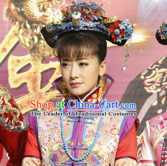 Chinese Classical Princess Queen Hair Jewelry Headwear Headdress and Long Wigs