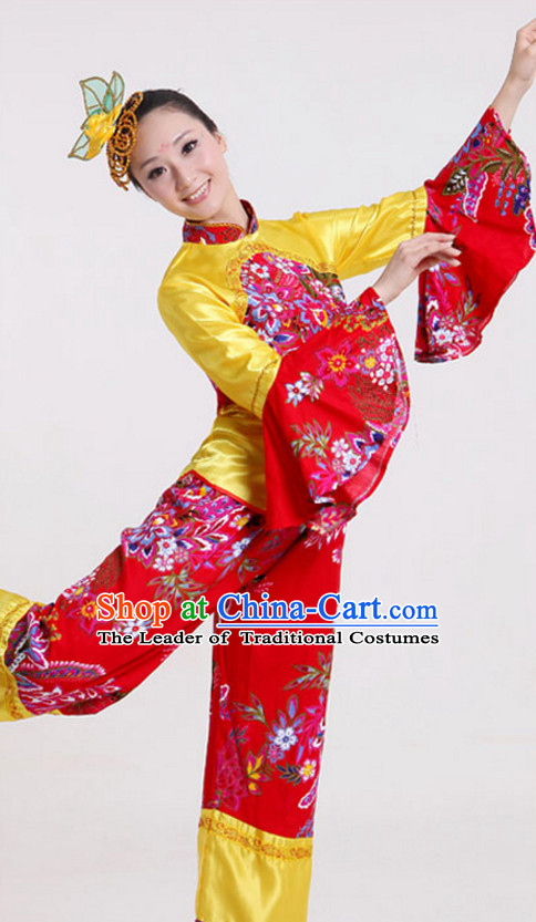 Chinese Classical Dance Costumes and Headdress Complete Set for Children Girls