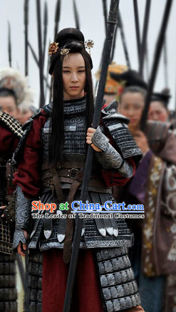 Ancient Chinese General Superheroine Body Armor Costumes Complete Set for Women