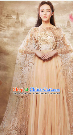 Chinese Traditional Fairy Dress Clothing Hanfu National Costumes China Gown Wear and Hair Accessories Complete Set