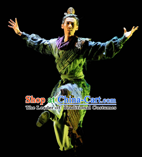 Chinese Classical Dancing Superhero Warrior Costumes Complete Set for Men