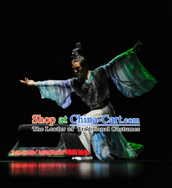 Chinese Classical Qu Yuan Poet Dancing Dance Costumes Complete Set for Men