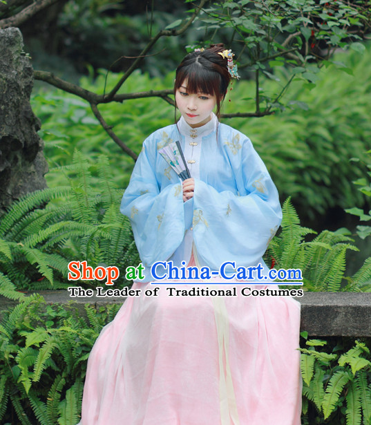 Traditional Chinese Ming Dynasty Noblewoman Clothing Blouse Skirt and Hair Jewelry Complete Set for Women