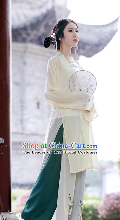 Traditional Chinese Song Dynasty Hanfu Suits Clothes Dresses Skirt and Hair Jewelry Complete Set for Women