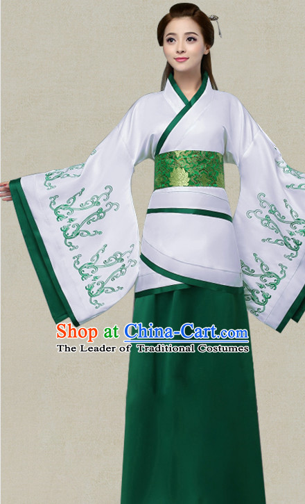 Green Hanfu Clothing Custom Traditional Han Dynasty Chinese Hanfu Dreses Han Clothing Hanzhuang Historical Dress and Accessories Complete Set