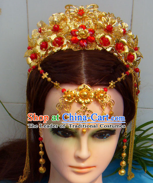 Gold Chinese Ancient Style Empress Princess Hair Jewelry Phoenix Headwear Head Accessories Set