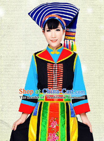 Chinese Hmong Minority Nationality Ethnic Groups Wear Dresses Traditional Clothing for Women